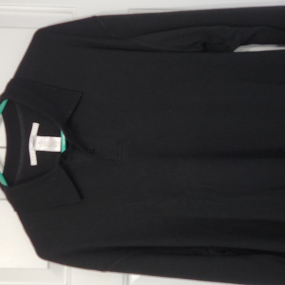 Perry Ellis black long sleeve 2 buttons at collar. Cotton Collared soft Medium M - Picture 3 of 6